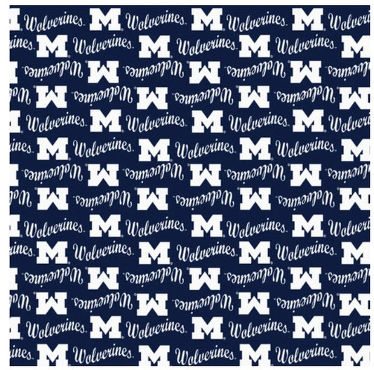 Michigan Wolverines NCAA College Mini Packed Logo Sykel Enteprises Cotton Fabric MCHG-1390