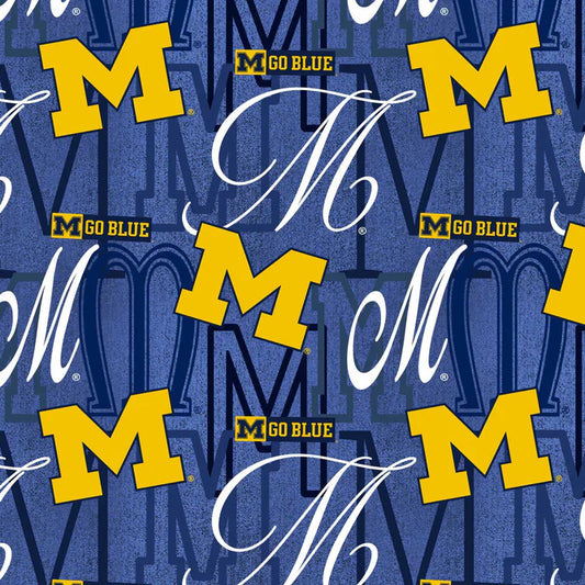Michigan Wolverines NCAA College Letters Sykel Cotton Fabric SYK-MCHG-1372