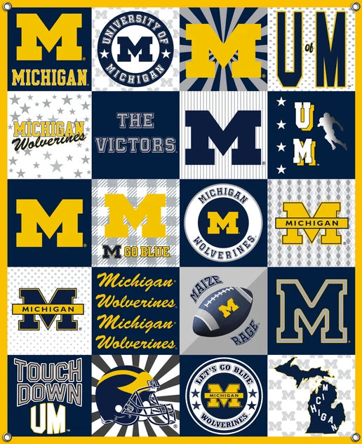 Michigan Wolverines  NCAA College Shirt Spirit Banner 58x47 inches Sykel Enterprises 4 Grommets Polyester Fabric MCHG-5003