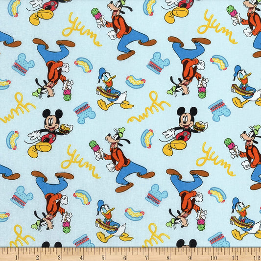 Mickey & Friends Yum Food Blue Disney Springs Creative Cotton Fabric