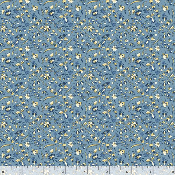 Middleboro Road Flower Field Blue Suzi Smith Marcus Fabrics Cotton Fabric MF-R581560D-BLUE
