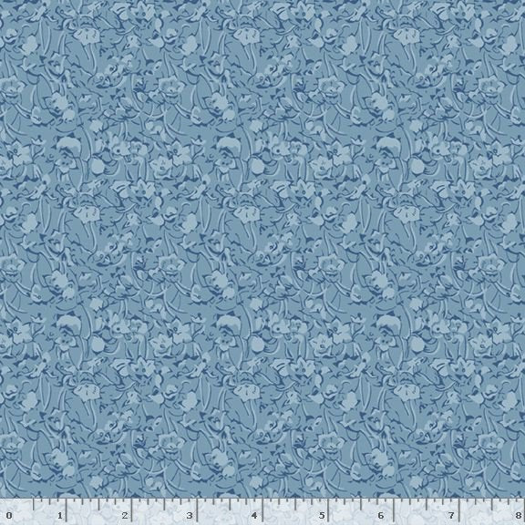Middleboro Road Painterly Flower Blue Suzi Smith Marcus Fabrics Cotton Fabric MF-R581561D-BLUE