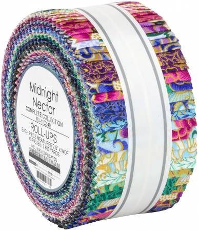 Midnight Nectar Roll Up 2.5" Strips Studio RK Robert Kaufman Cotton Fabric