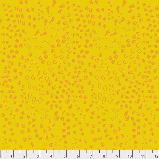 Migration Animal Tracks Tonal Yellow Lorraine Turner Free Spirit Cotton Fabric