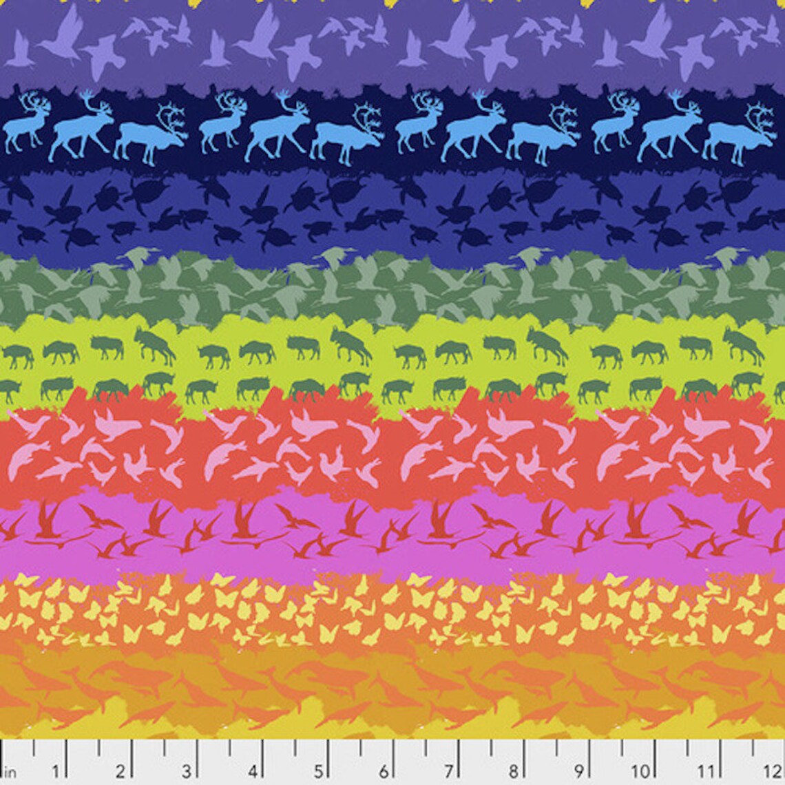 Migration On the Move Animals Tonal Multi Lorraine Turner Free Spirit Cotton Fabric | US Fabric Shop