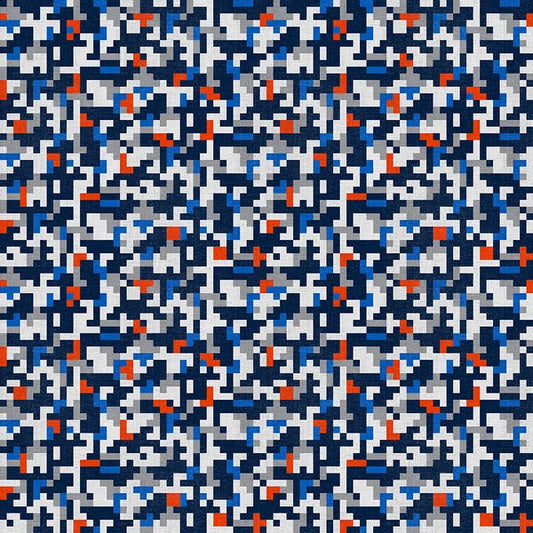Mile High Matchup Denver Country Camo Football Blue Orange Paintbrush Studio Cotton Fabric PBS-120-26825