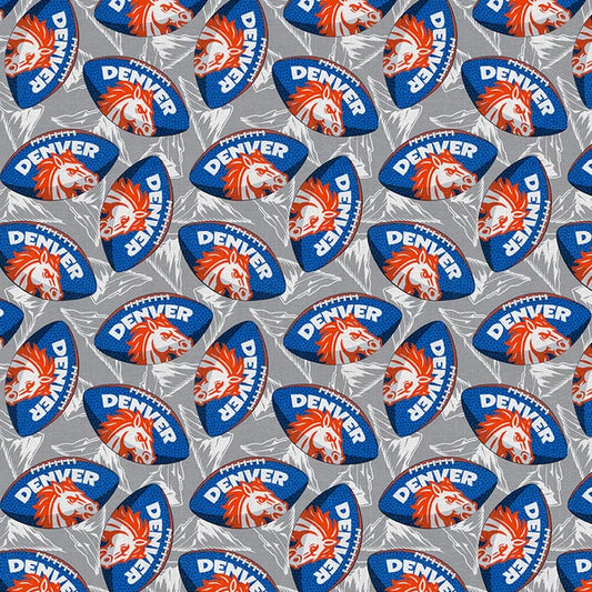 Mile High Matchup Denver Rocky Kickoff Football Toss Blue Orange Paintbrush Studio Cotton Fabric PBS-120-26818