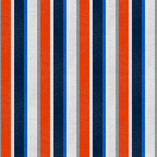 Mile High Matchup Denver Stadium Stripes Football Blue Orange Paintbrush Studio Cotton Fabric PBS-120-26826