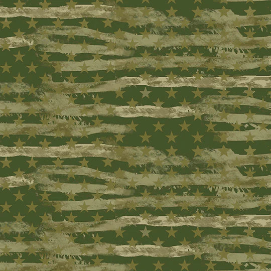 Green Armed Forces Military Camo USA Flag Sage Green Sykel Cotton Fabric