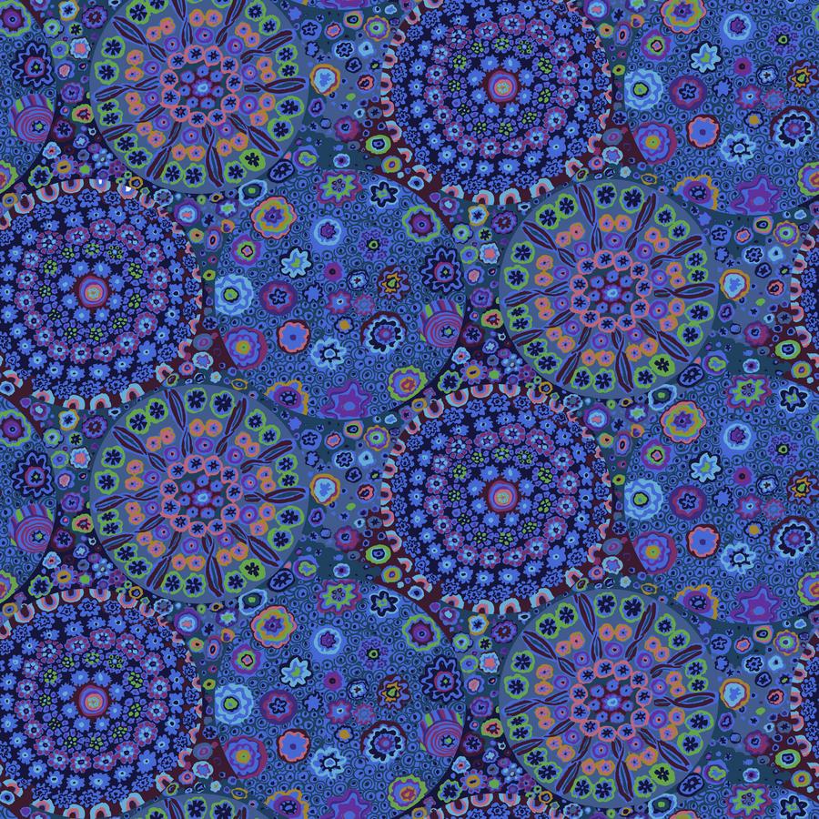 Millefiore Blue 108" wideback Kaffe Quilt Backs Kaffe Fassett Collective Free Spirit Cotton Fabric FS-QBGP006.BLUE | US Fabric Shop