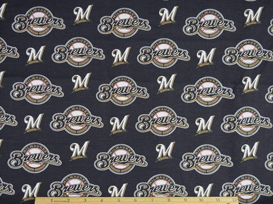 Milwaukee Brewers MLB Baseball Logo and Name Fabric Traditions Cotton Fabric