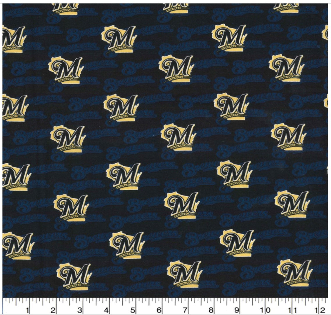 Milwaukee Brewers MLB Baseball Mini Print Fabric Traditions Cotton Fabric