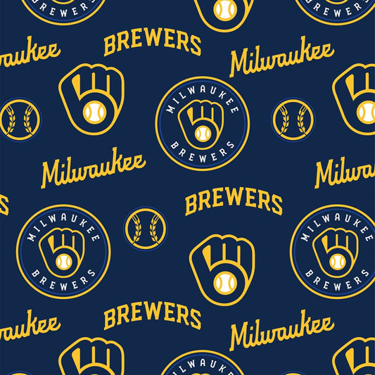 Milwaukee Brewers MLB Baseball Glove Logo and Name Fabric Traditions Cotton Fabric