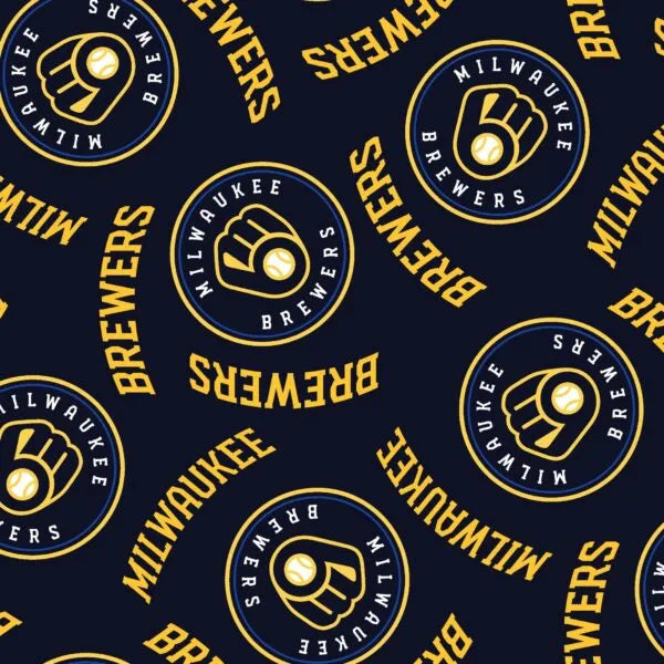 Milwaukee Brewers MLB Baseball Logo Black Fabric Traditions Polyester FLEECE Fabric MLB-60342-B