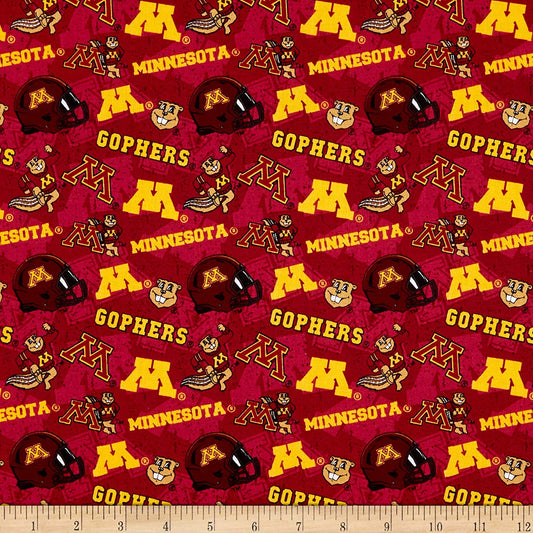 Minnesota Gophers NCAA College Tone on Tone Sykel Cotton Fabric