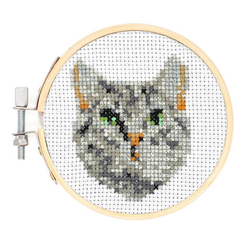 Mini Cross Stitch Cat Embroidery Kit Kikkerland