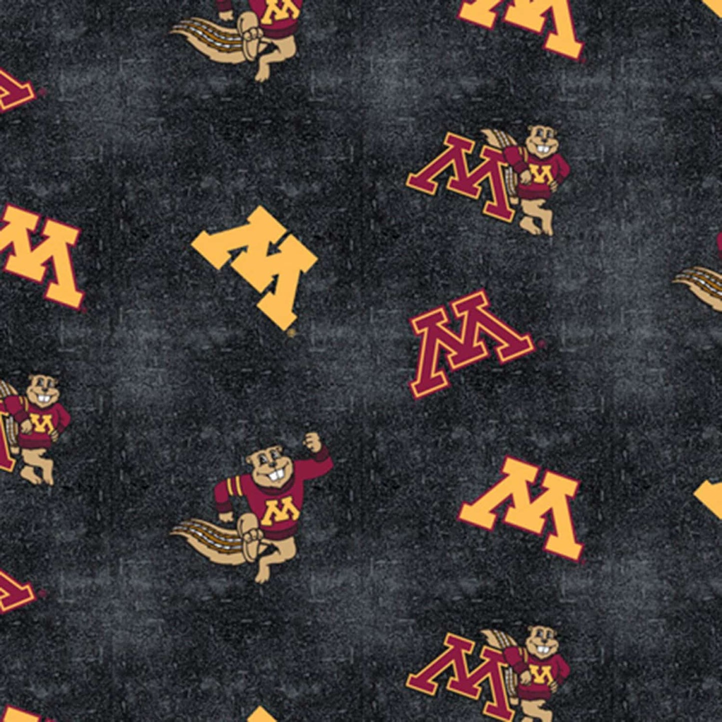 Minnesota Gophers NCAA College Distressed Allover Sykel FLANNEL Cotton Fabric