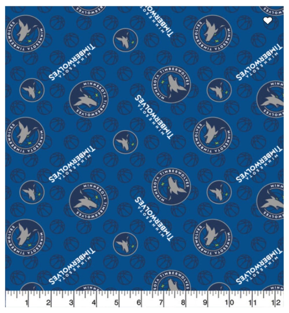 Minnesota Timberwolves NBA Basketball Blue Logo Allover Camelot Cotton Fabric