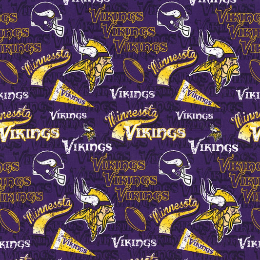 Minnesota Vikings NFL Football Retro Design Cotton Fabric