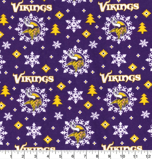 Minnesota Vikings NFL Holiday Christmas Winter Design 42" FLANNEL Cotton Fabric