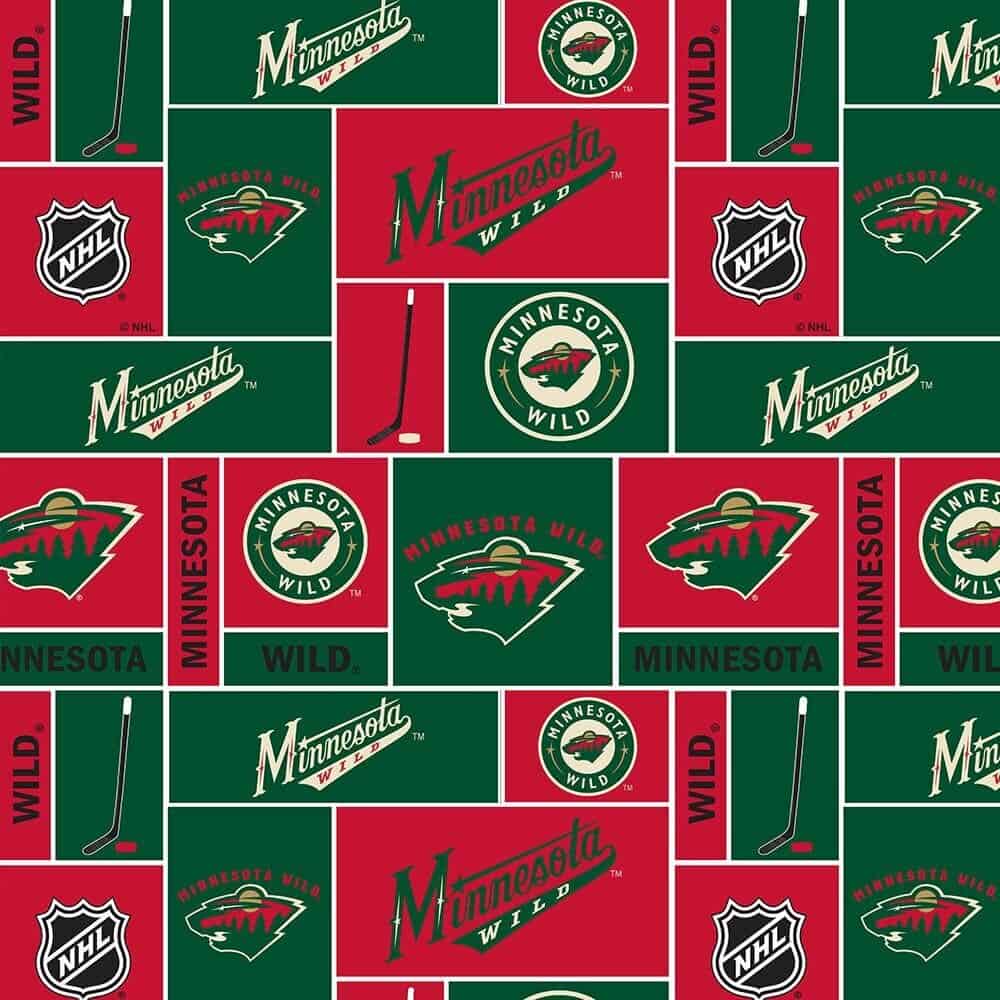 Minnesota Wild NHL Hockey Box Design Cotton Fabric