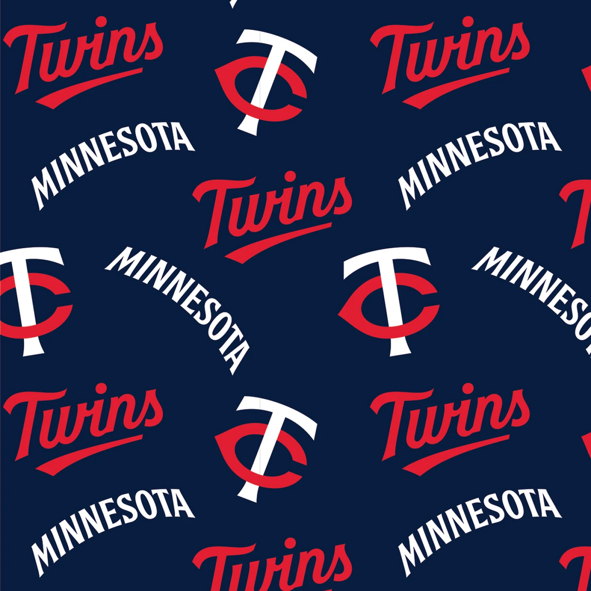 Minnesota Twins MLB Baseball Allover Fabric Traditions 58-60 inches wide Polyester FLEECE Fabric MLB-60446-B