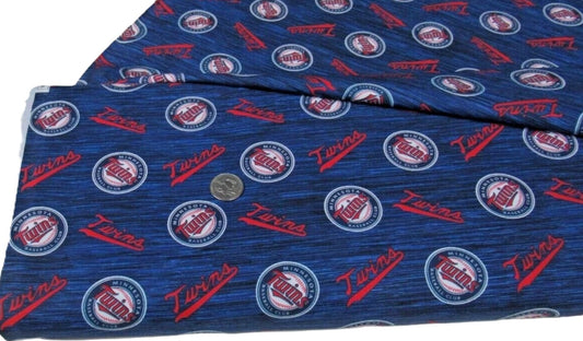 Minnesota Twins Toss Heather Blue MLB Baseball Fabric Traditions 43-44 inches wide Cotton Fabric MLB-60409-B