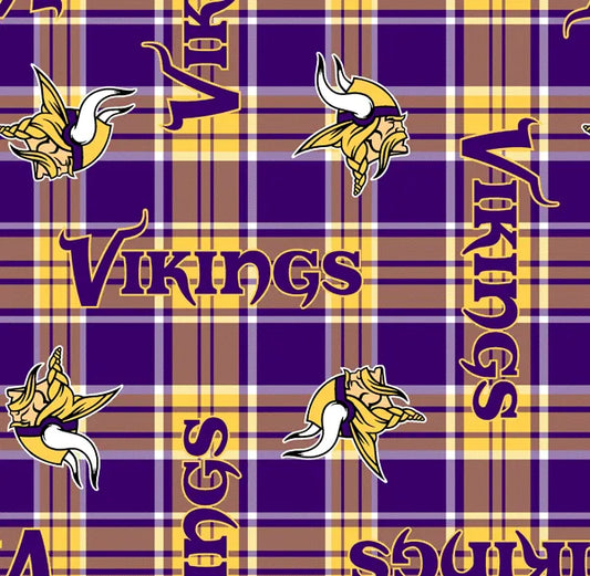 Minnesota Vikings NFL Football Plaid Fabric Traditions Polyester Fleece Fabric NFL-6437-D