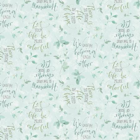 Mint Crush Word Toss Mint Blue Lisa Audit Wilmington Prints Cotton Fabric