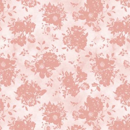 Mint Crush Floral Silhouette Pink Lisa Audit Wilmington Prints Cotton Fabric