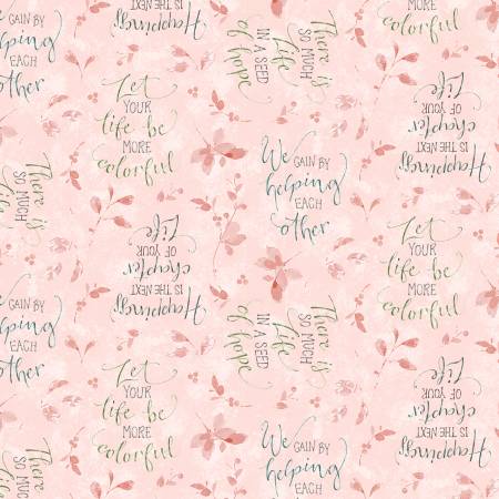 Mint Crush Word Toss Pink Lisa Audit Wilmington Prints Cotton Fabric