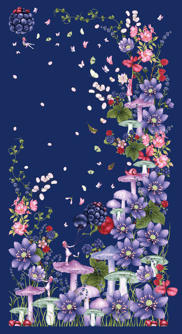 Minu and Wildberry Panel 24" Navy Blue Yu.Me Design & Development Studio E Cotton Fabric