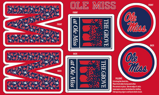 Mississippi Ole Miss Rebels NCAA Collegiate Pillow Project 36"x60" Sykel Enterprises Polyester Minky Fabric MS-1359