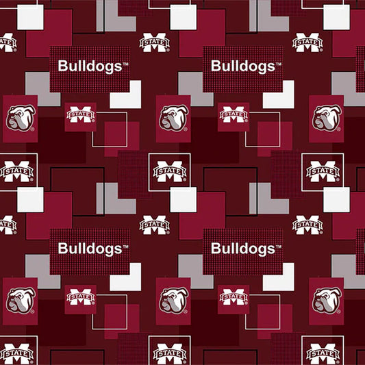 Mississippi State Bulldogs NCAA College Block Allover Sykel Cotton Fabric SYK-MSST-1115