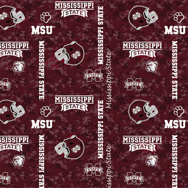 Mississippi State Bulldogs NCAA College Digital Camo Sykel Enterprises Polyester Fleece Fabric MSST-1122 USFabricShop | US Fabric Shop