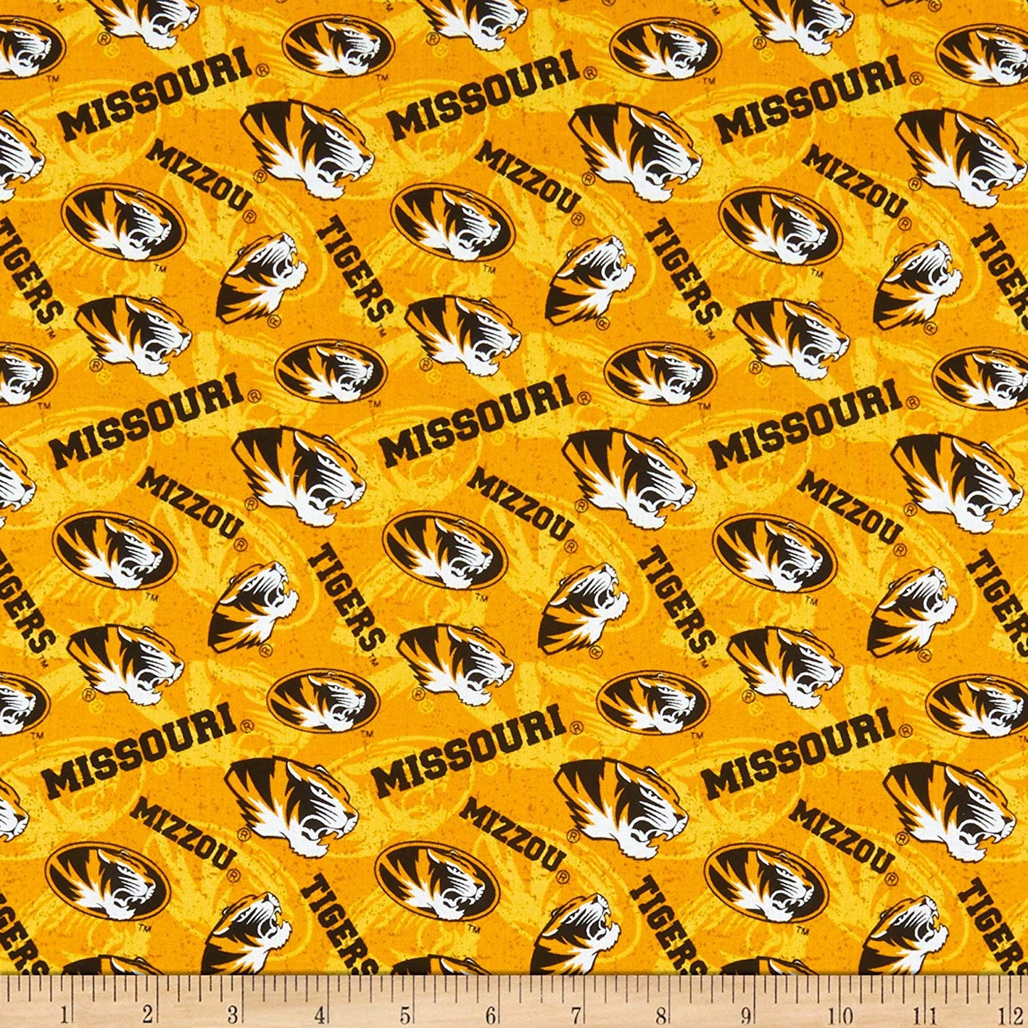 Missouri Tigers NCAA College Mizzou Tone on Tone Sykel Cotton Fabric