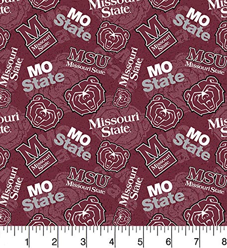 Missouri State Bears NCAA College Tone on Tone Sykel Cotton Fabric