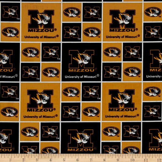 Missouri Mizzou Tigers NCAA College Box Sykel Cotton Fabric