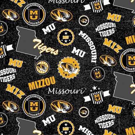 Missouri Mizzou Tigers NCAA College Mizzou Box Sykel Cotton Fabric MO-1208