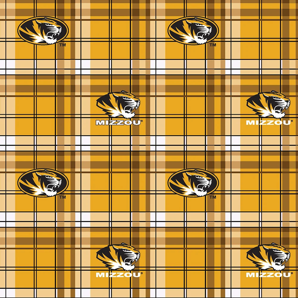 Missouri Tigers Mizzou NCAA College Check Sykel Enterprises Polyester FLEECE Fabric MO-812
