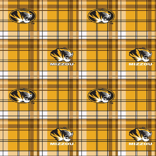 Missouri Tigers Mizzou NCAA College Check Sykel Enterprises Polyester FLEECE Fabric MO-812