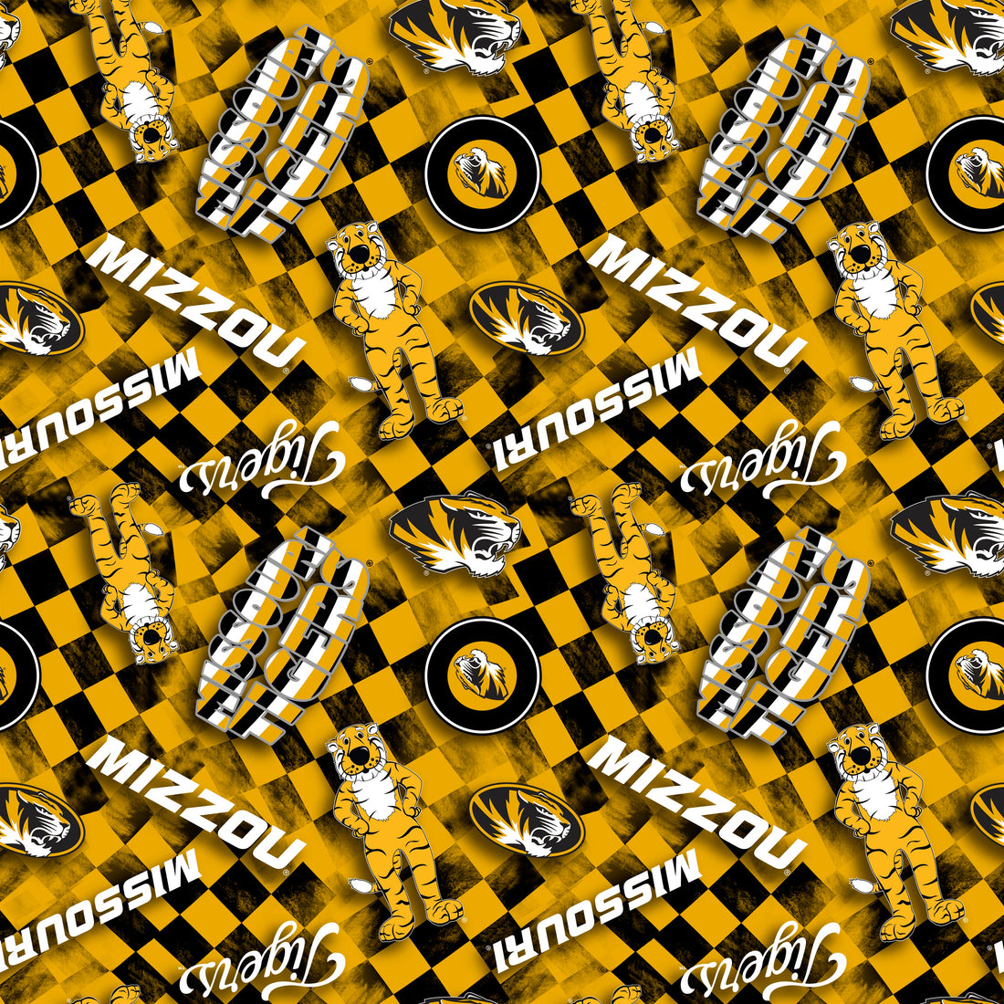 Mizzou Cold Color Code Missouri Tigers Mizzou NCAA College Checks Gold Sykel Enterprises Canv ...