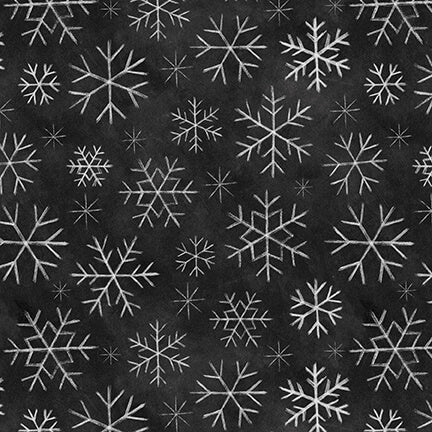 Mistletoe Magic Christmas Snowflake Black Lily Ford Blank Quilting Cotton Fabric