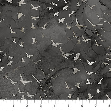 Misty Morning Birds Black Deborah Edwards Melanie Samra Northcott Cotton Fabric NC-DP28651-99