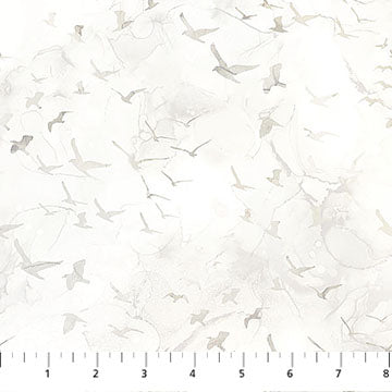Misty Morning Birds White Deborah Edwards Melanie Samra Northcott Cotton Fabric NC-DP28651-10