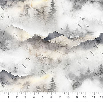 Misty Morning Mountains Gray Deborah Edwards Melanie Samra Northcott Cotton Fabric NC-DP28649-92