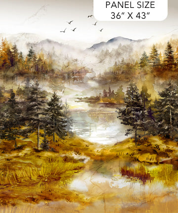 Misty Morning Panel 36" Ochre Multi Deborah Edwards Melanie Samra Northcott Cotton Fabric NC-DP28645-54