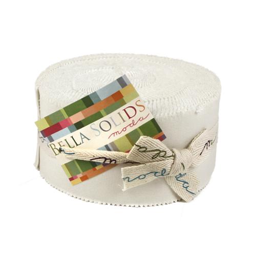 Bella Solids White 2.5" Jelly Roll Moda Cotton Fabric