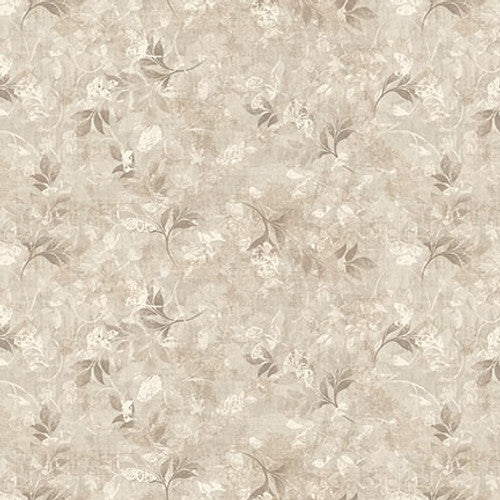 Modern Lace Textured Leaf Ivory Beige Satin Moon Designs Blank Quilting Cotton Fabric