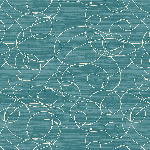 Modern Vintage: Treasured Etched Glass Dark Teal Rachel Rossi Benartex Cotton Fabric BE-16600-85